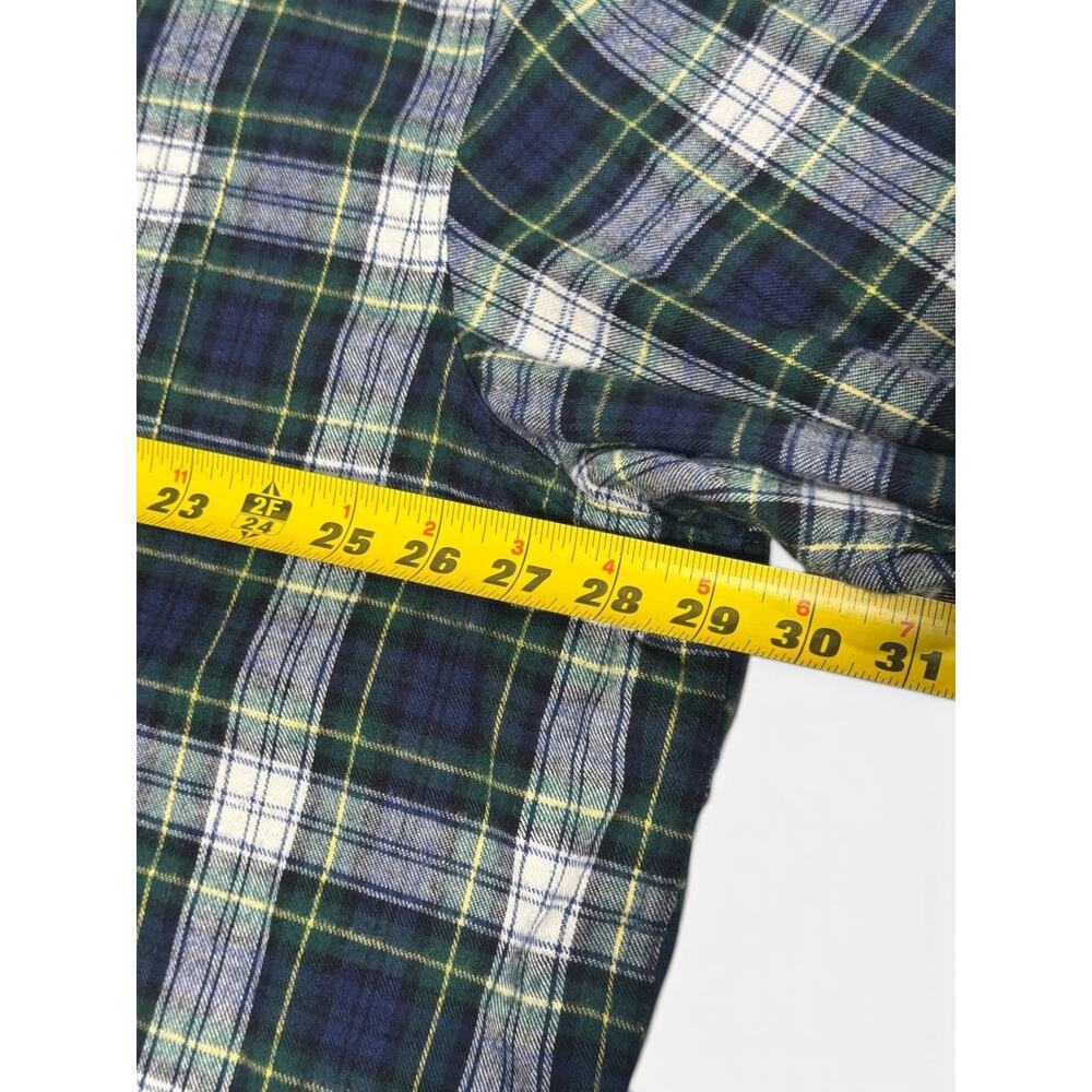 L.L. Bean Flannel Shirt Mens XXL Green Blue Plaid Long Sleeve Button Down - Picture 2 of 4